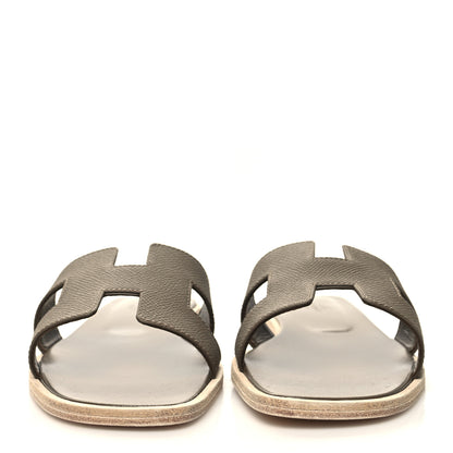 Hermes Epsom Oran Sandals 38.5 Etoupe 2 of 9
