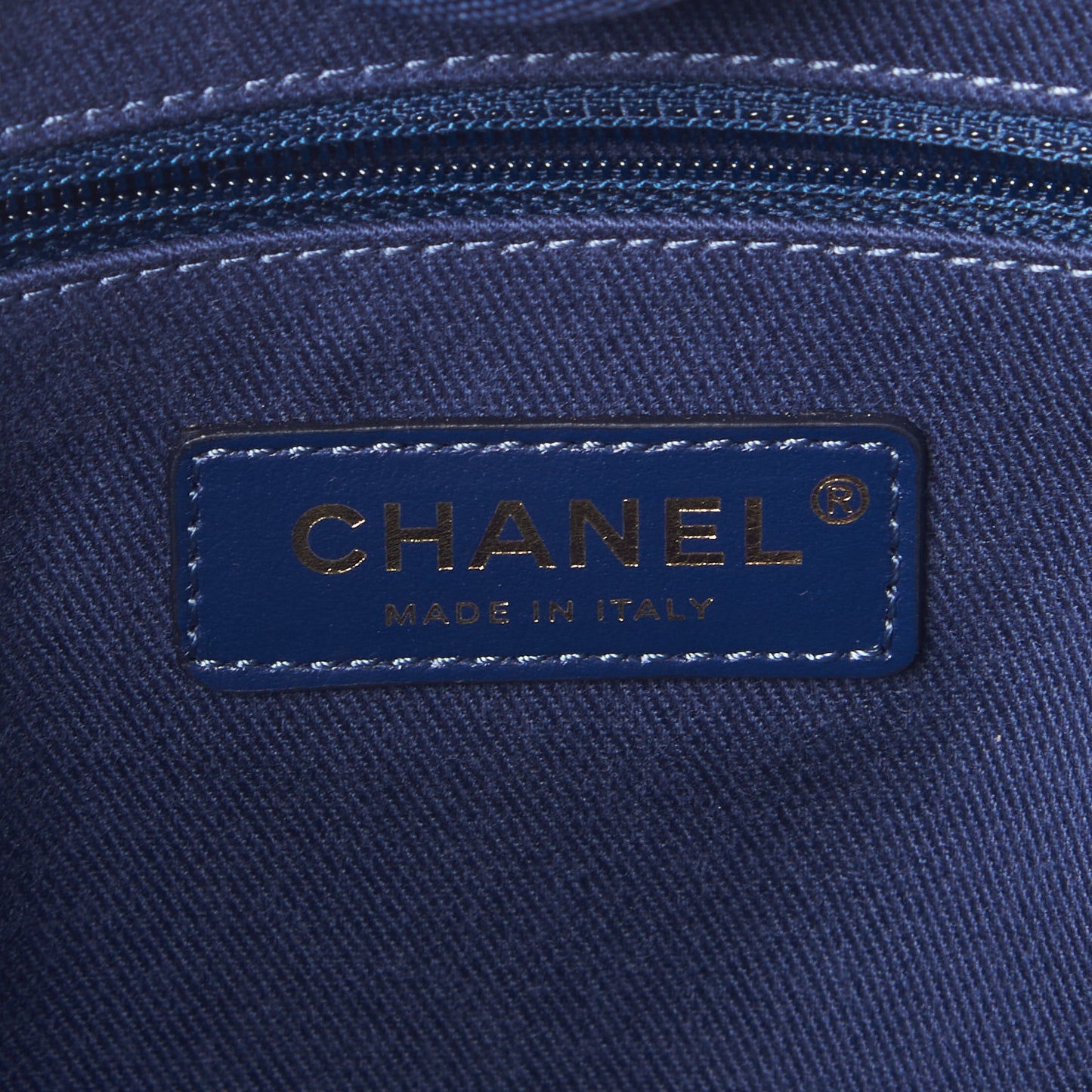 Mixed Fibers Striped Small Deauville Tote Navy Blue