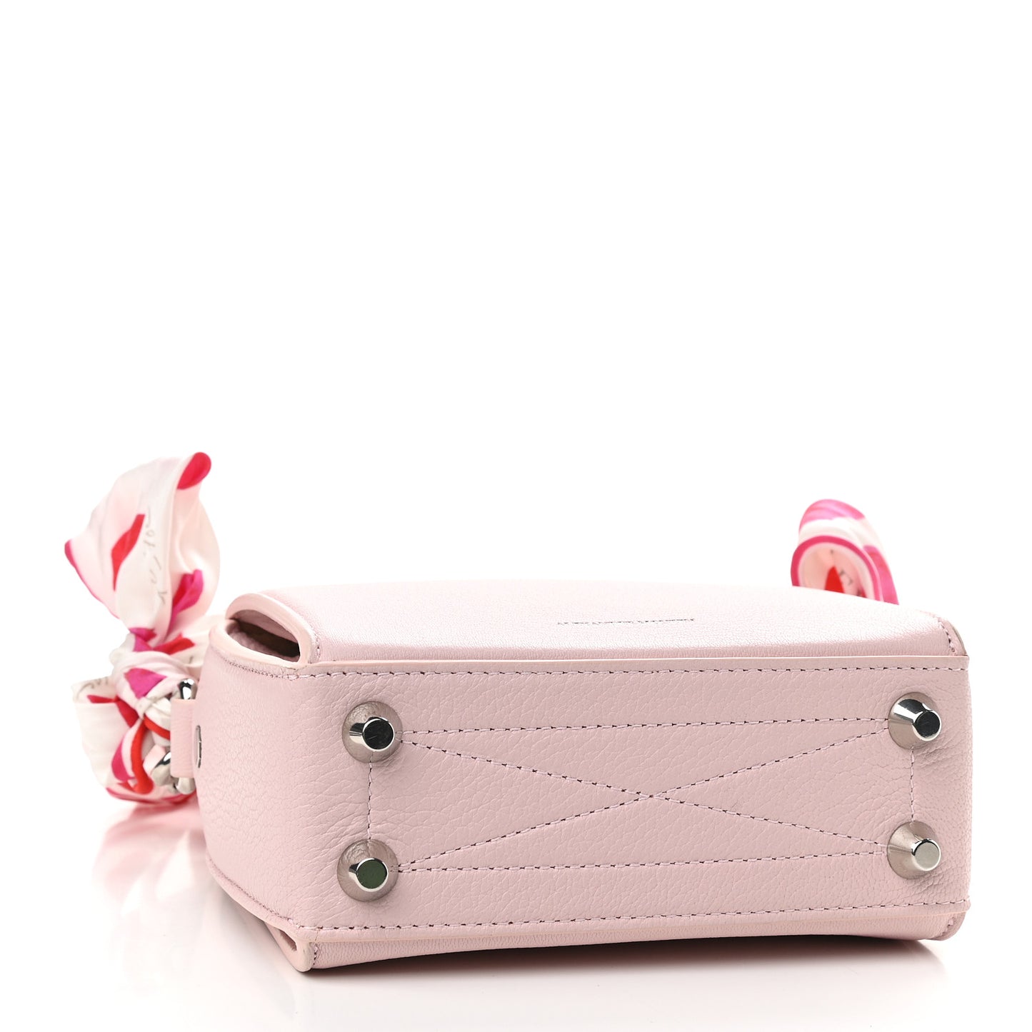 Calfskin Silk Scarf Box Shoulder Bag 16 Baby Pink Ivory