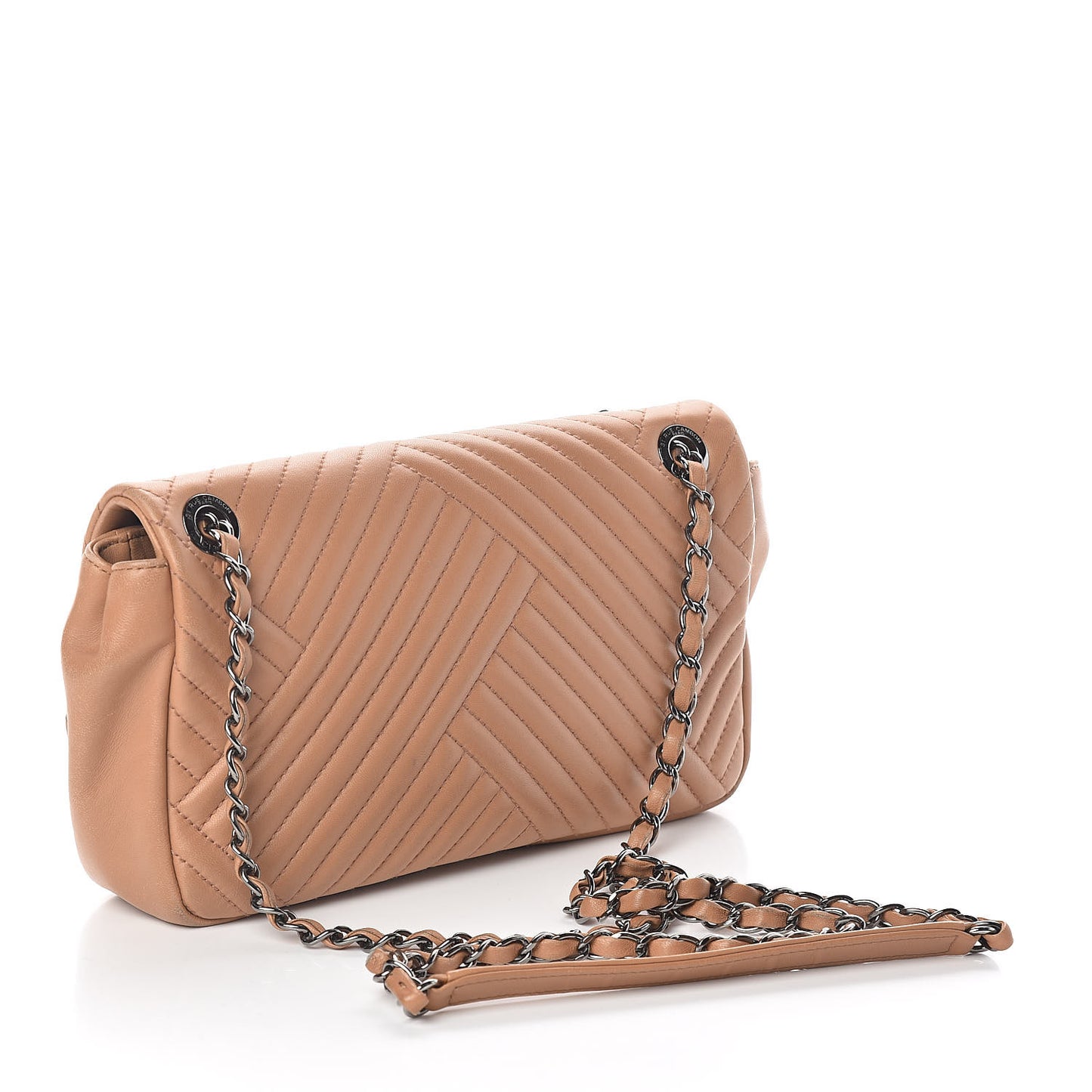 Lambskin Quilted Medium CC Crossing Flap Brown
