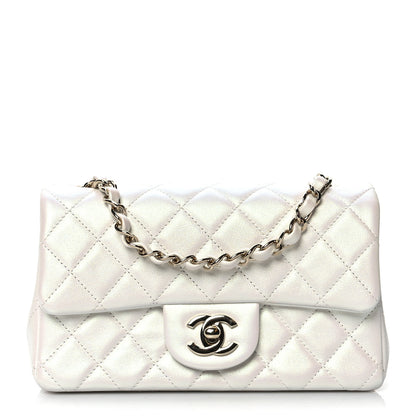 Chanel Iridescent Calfskin Quilted Mini Rectangular Flap White 1 of 10