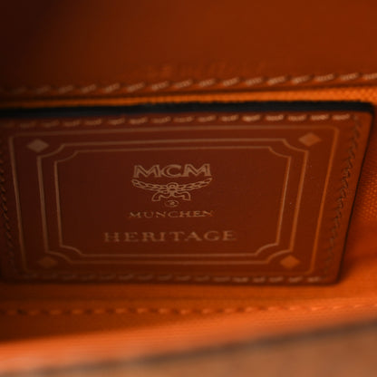 MCM Visetos X-Mini Heritage Top Handle Satchel Cognac 6 of 8