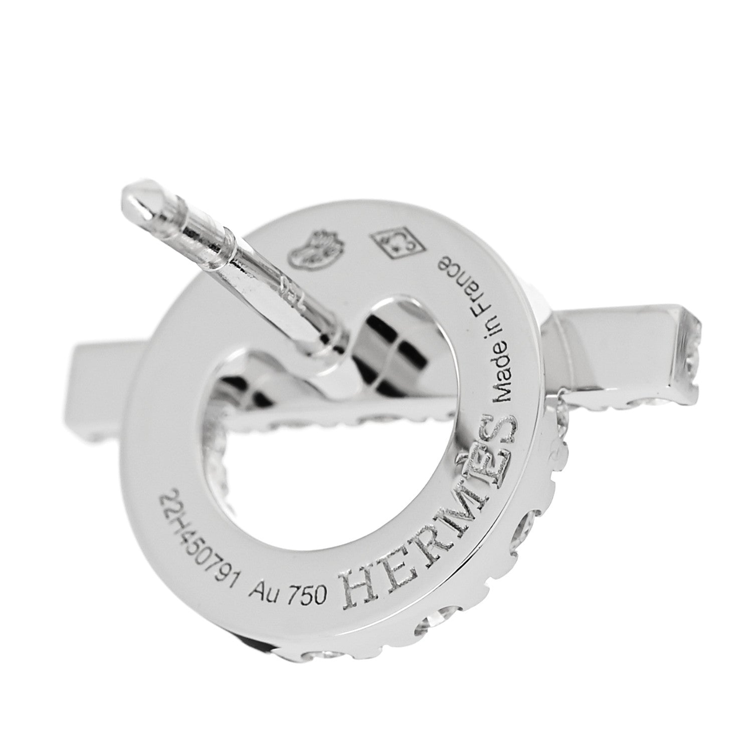 Hermes 18K White Gold Diamond Finesse Earrings 4 of 5