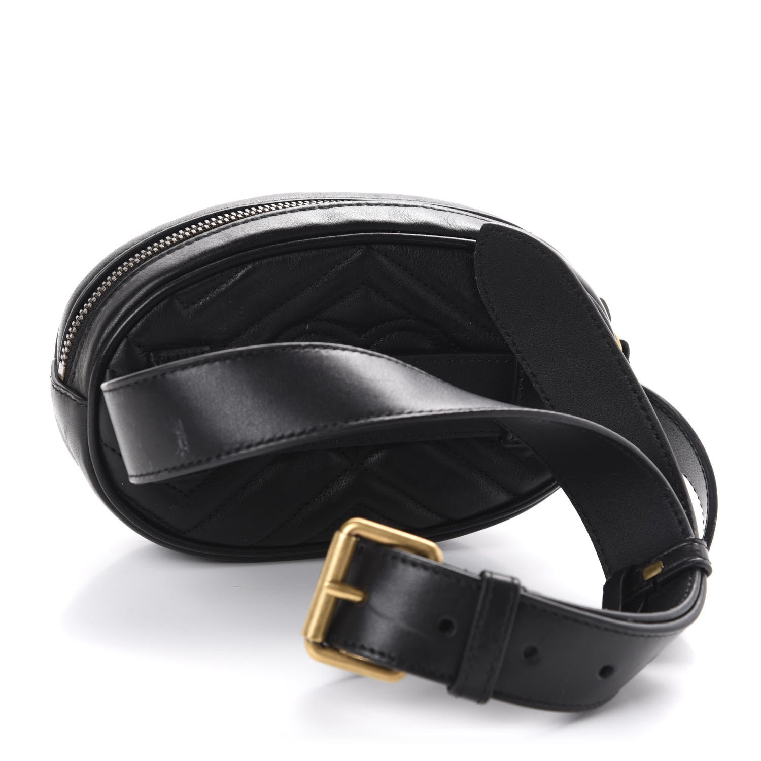 Gucci Calfskin Matelasse GG Marmont Belt Bag 85 34 Black 3 of 12