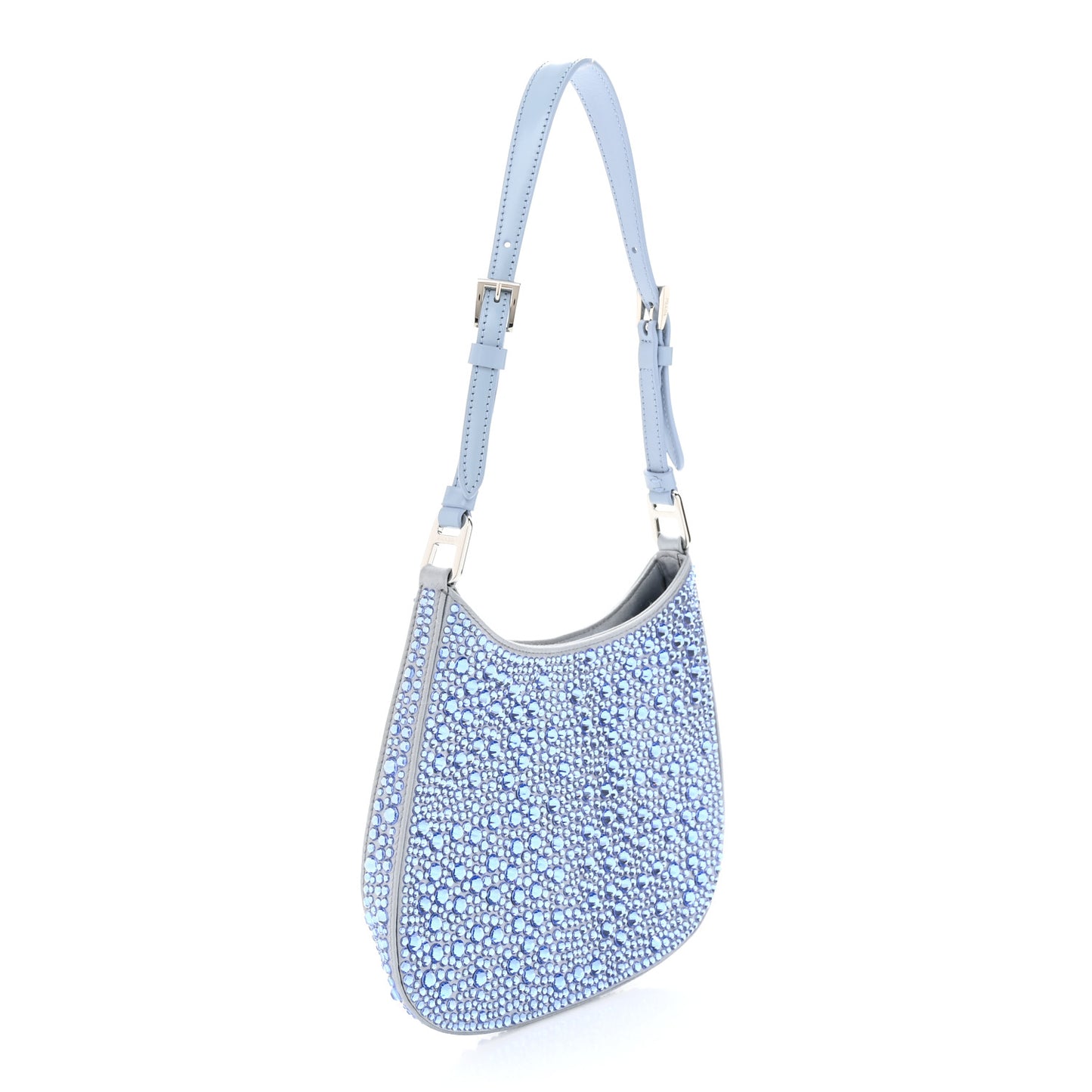 Satin Crystal Cleo Adjustable Strap Shoulder Bag Celeste