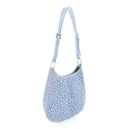 Prada Satin Crystal Cleo Adjustable Strap Shoulder Bag Celeste 3 of 9