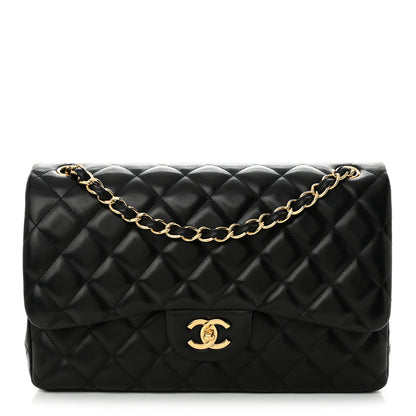 Chanel Lambskin Quilted Jumbo Double Flap Black 1 of 13