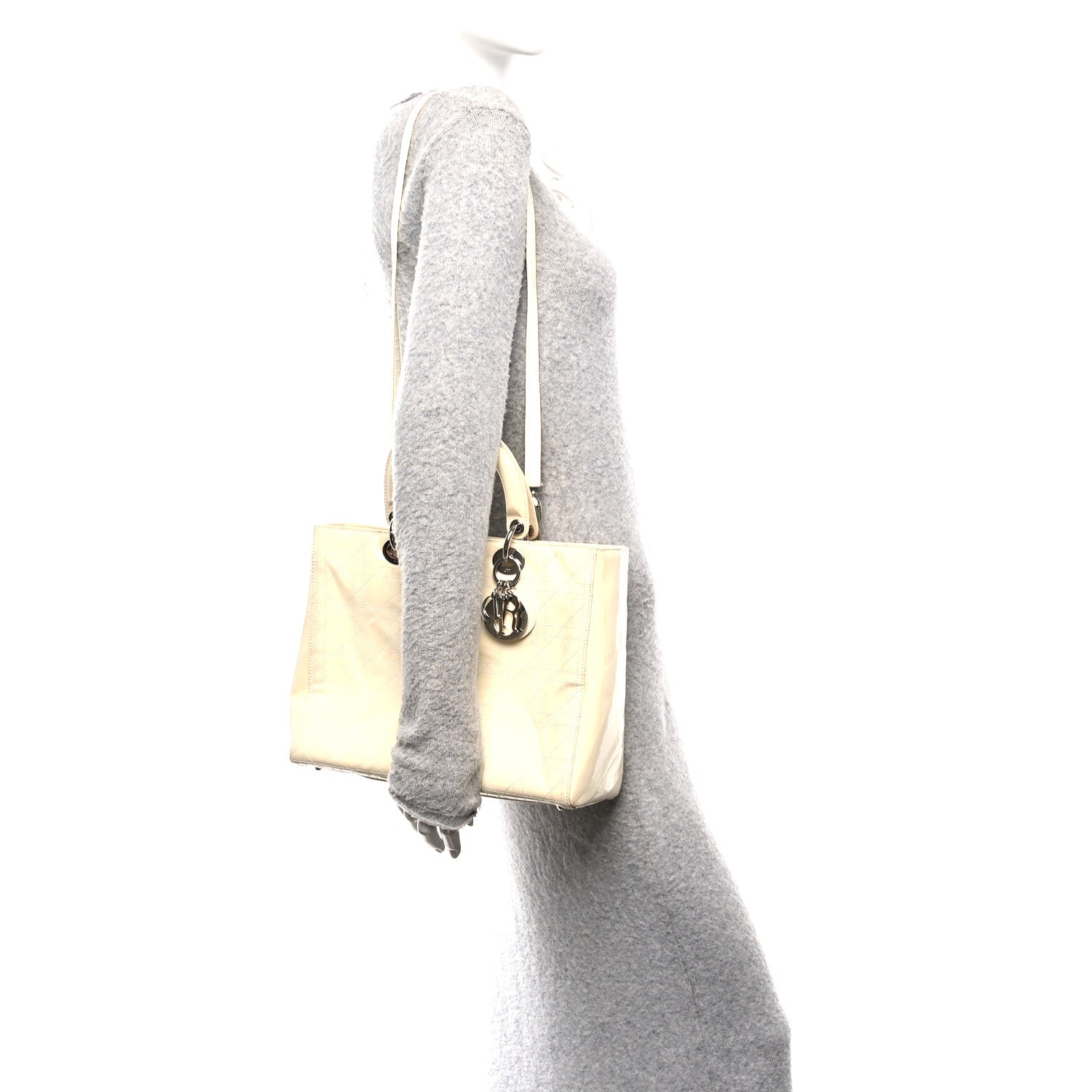 Christian Dior Patent Cannage Large Lady Dior White 2 of 11