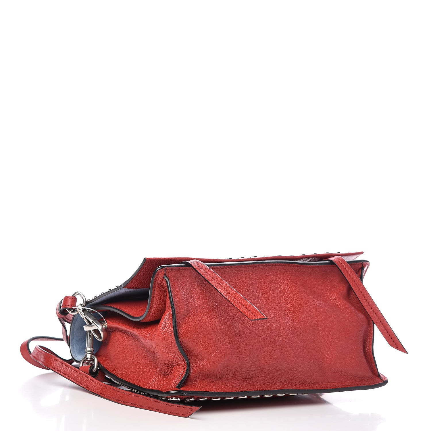 Prada Glace Calf Studded Etiquette Flap Fuoco 4 of 11