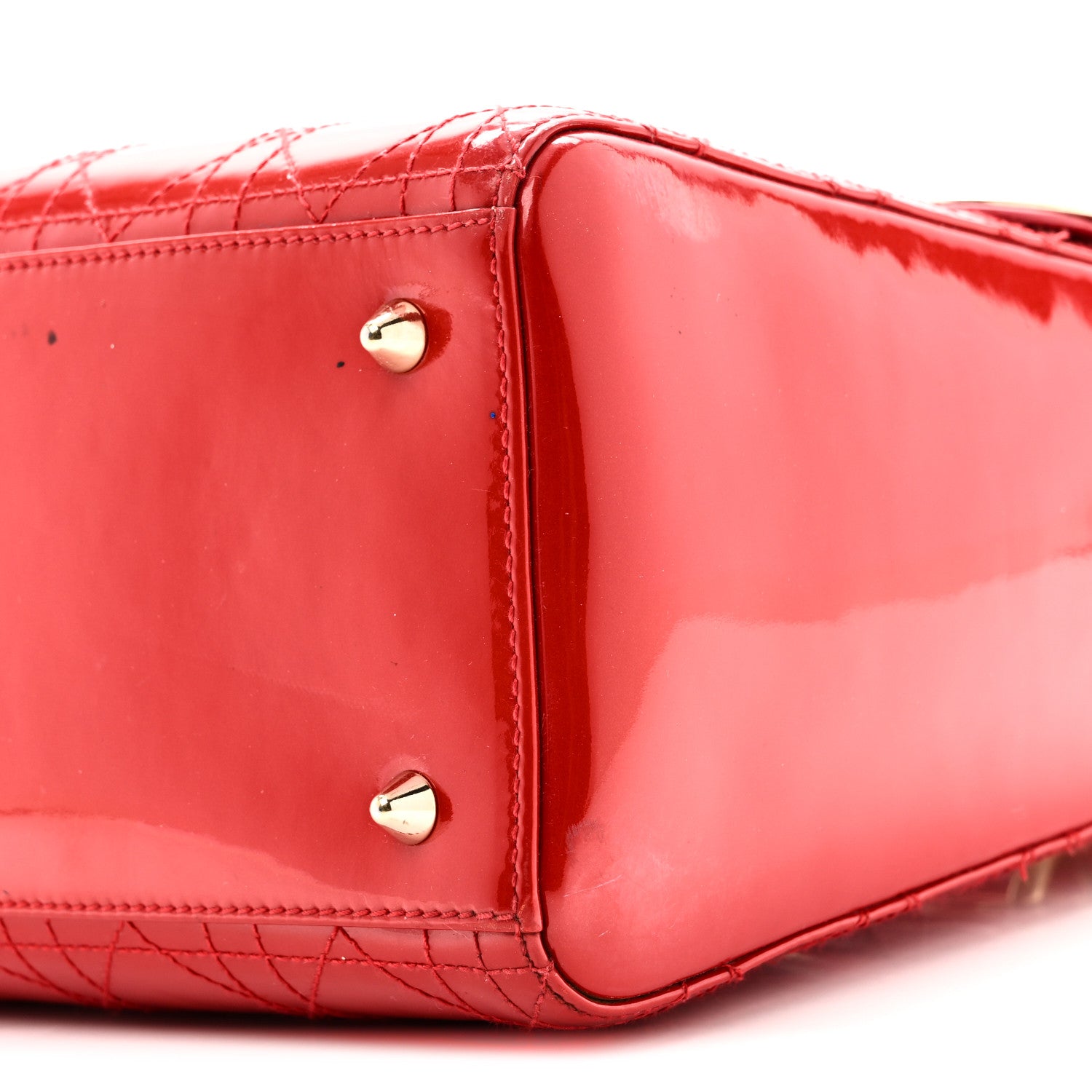 Christian Dior Patent Cannage Stitched Medium Lady Dior Red 10 of 11
