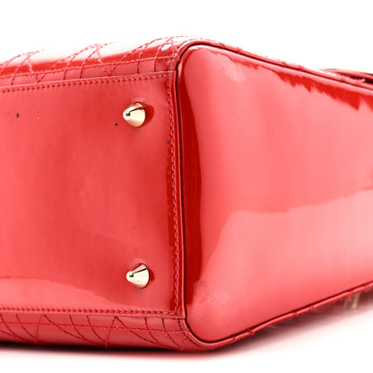 Christian Dior Patent Cannage Stitched Medium Lady Dior Red 10 of 11