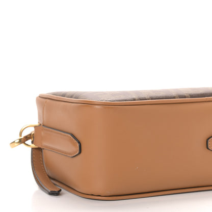 Fendi Glazed Fabric Vitello Century FF 1974 Stamp Patch Camera Case Mogano Panna Caramello 8 of 9