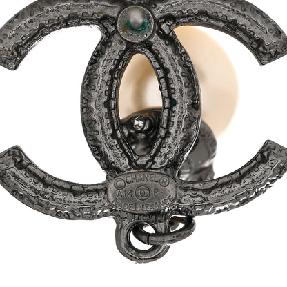 Chanel Pearl CC Drop Camelia Earrings Black Pearly White 4 of 4