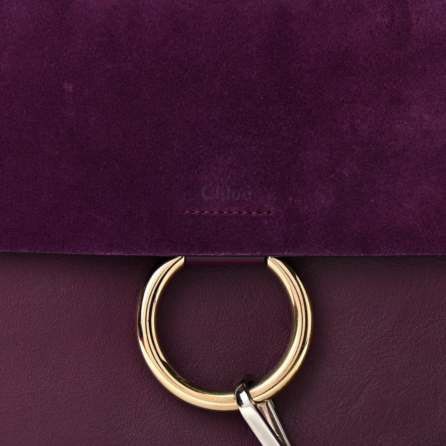 Chloe Suede Calfskin Medium Faye Shoulder Bag Dark Purple 8 of 11