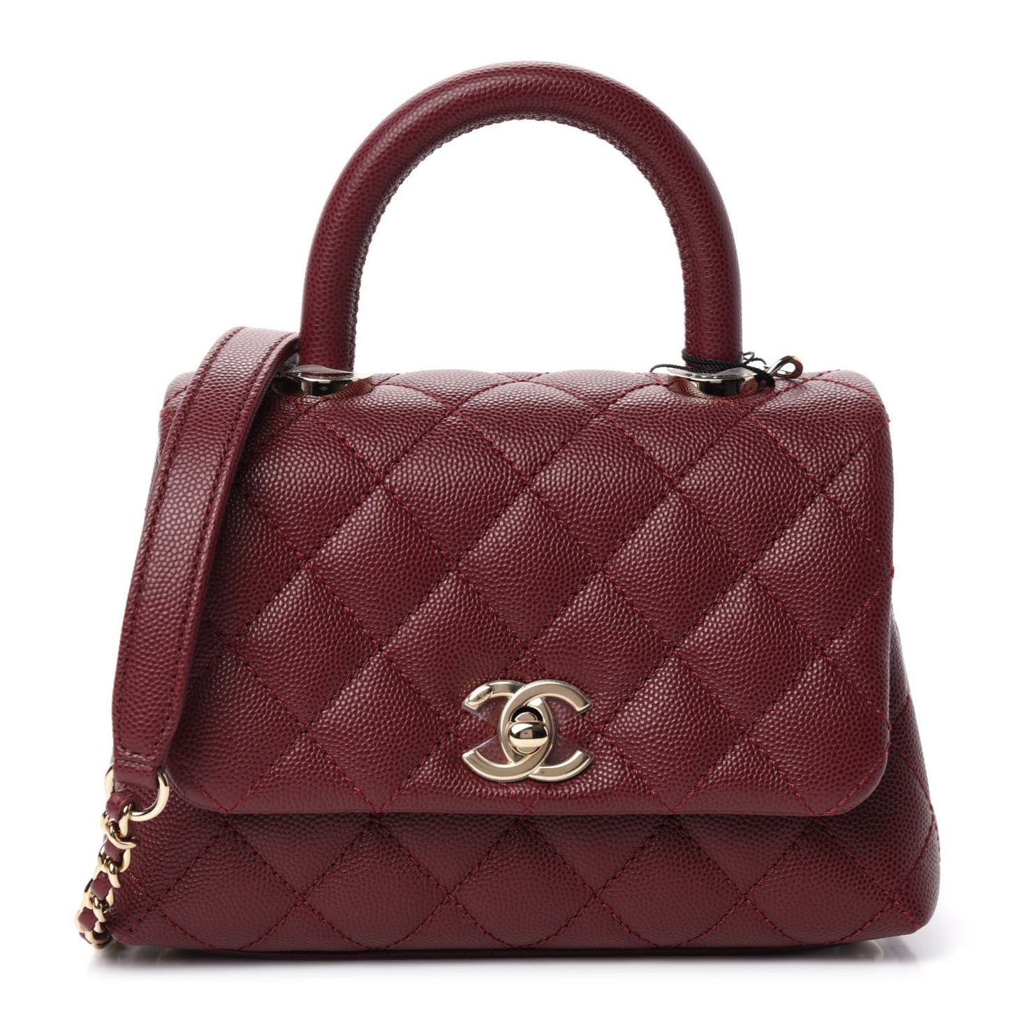 Caviar Quilted Extra Mini Coco Handle Flap Burgundy