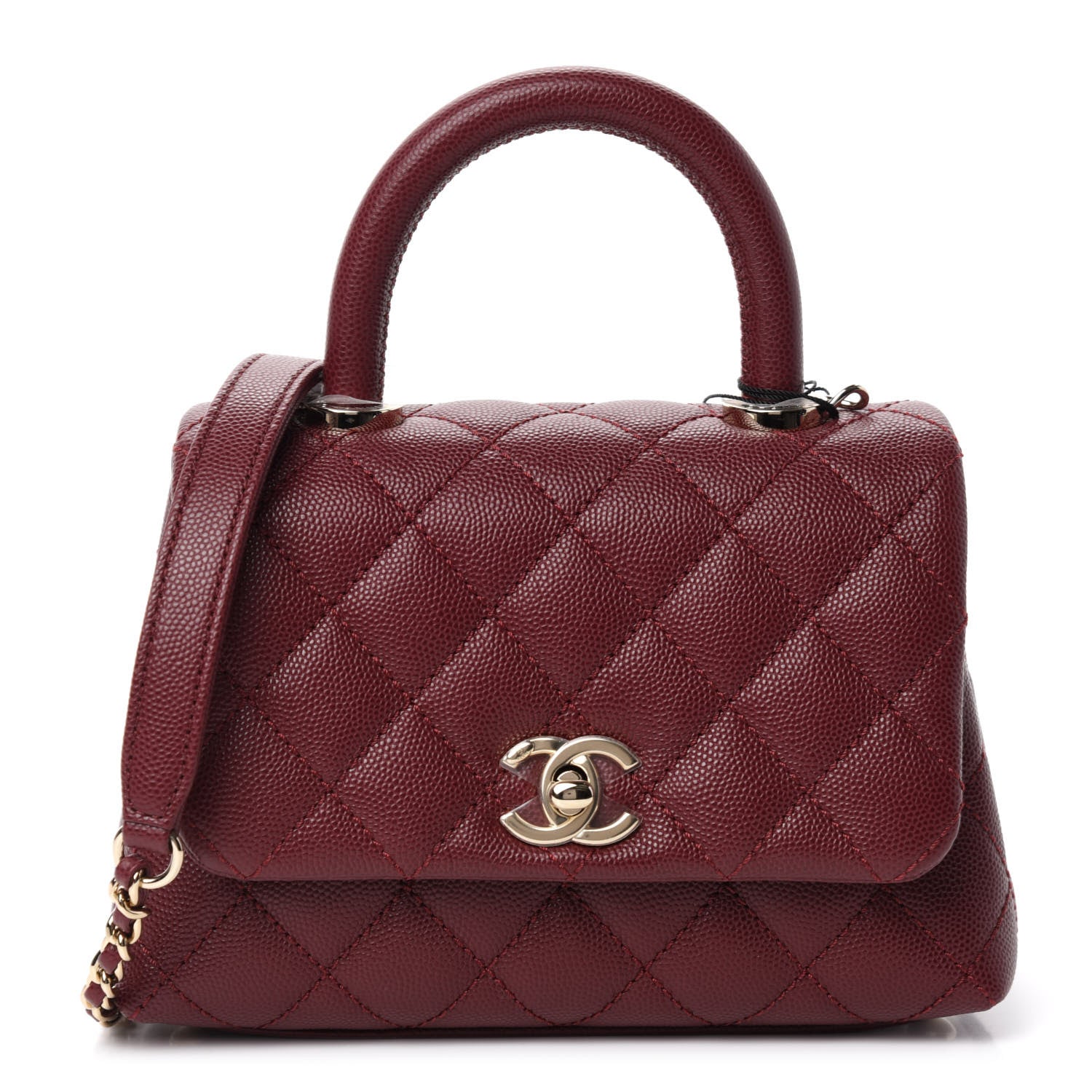 Chanel Caviar Quilted Extra Mini Coco Handle Flap Burgundy 1 of 11