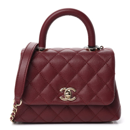 Chanel Caviar Quilted Extra Mini Coco Handle Flap Burgundy 1 of 11