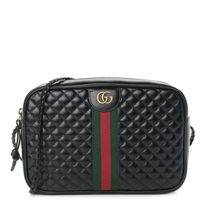 Gucci Calfskin Web Trapuntata Small GG Shoulder Bag Black 1 of 11