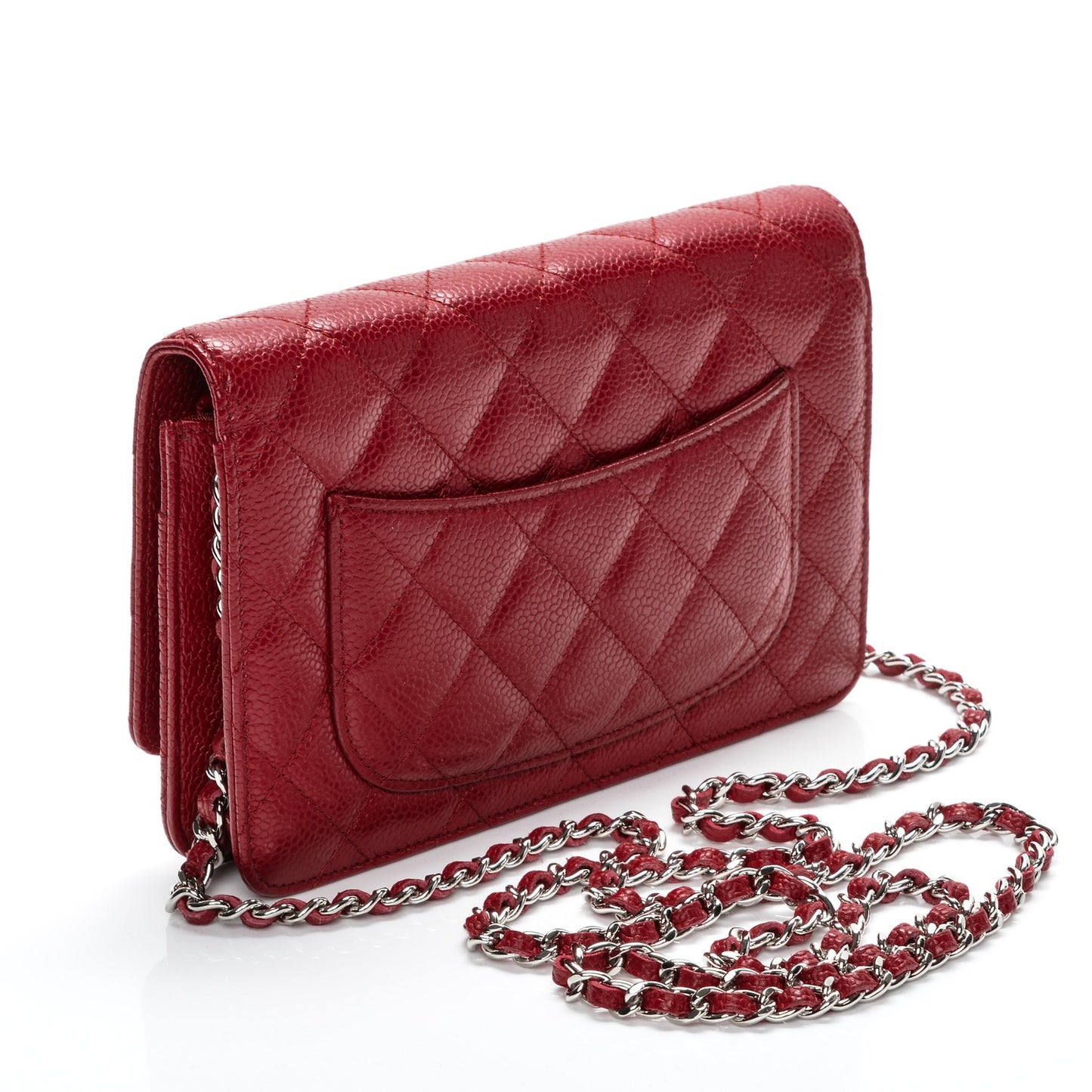 Caviar Quilted Wallet On Chain WOC Red