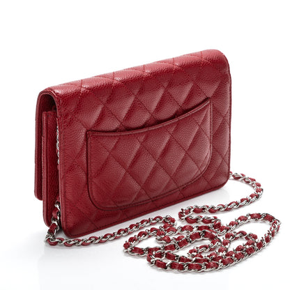 Chanel Caviar Quilted Wallet On Chain WOC Red 3 of 8