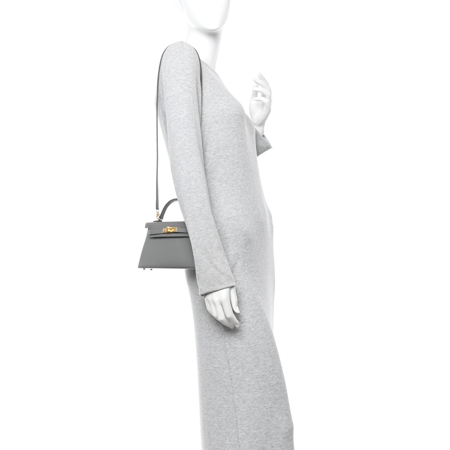 Hermes Madame Calfskin Mini Kelly Sellier 20 Gris Meyer 2 of 12