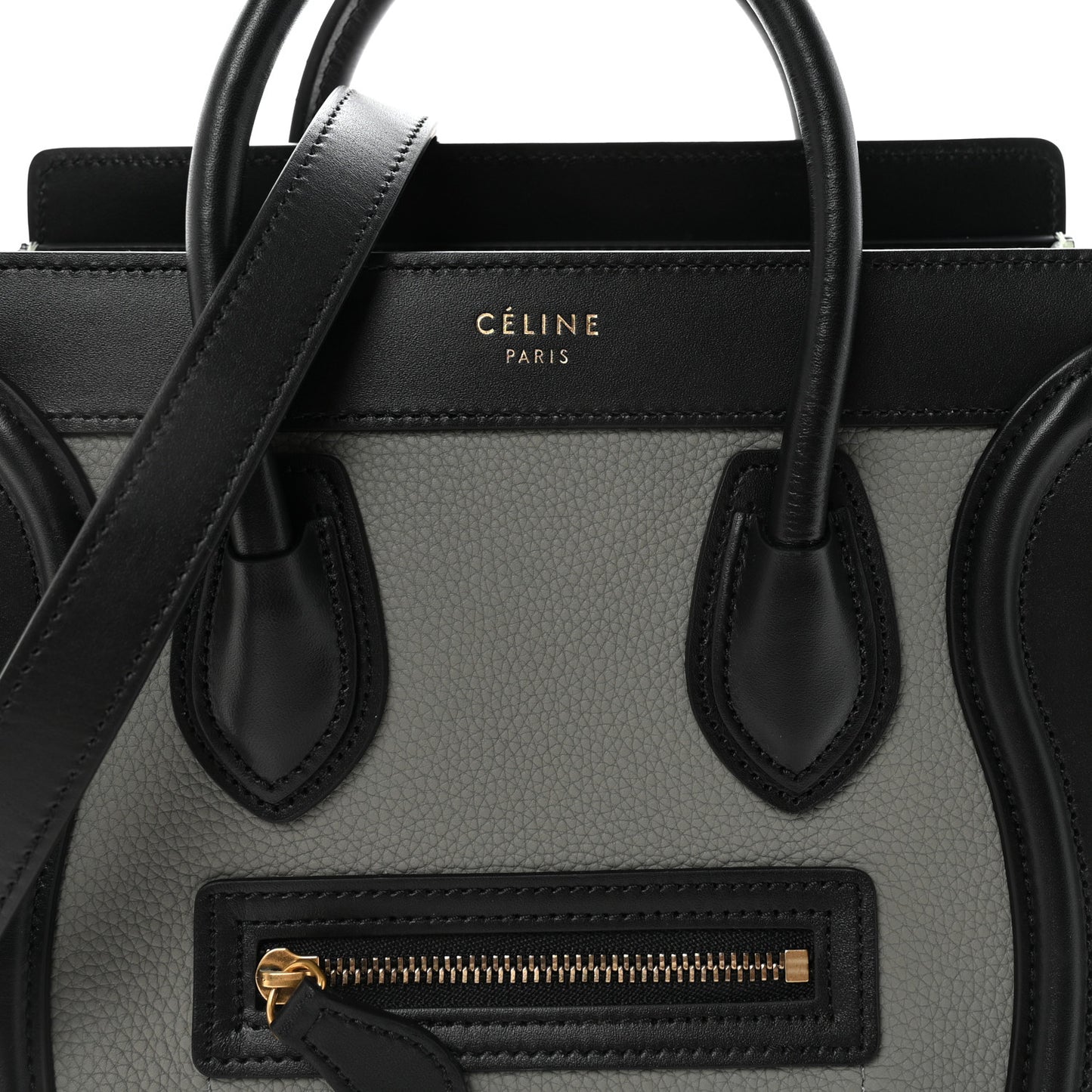 Baby Grained Calfskin Nano Tri-Color Luggage Zinc Almond