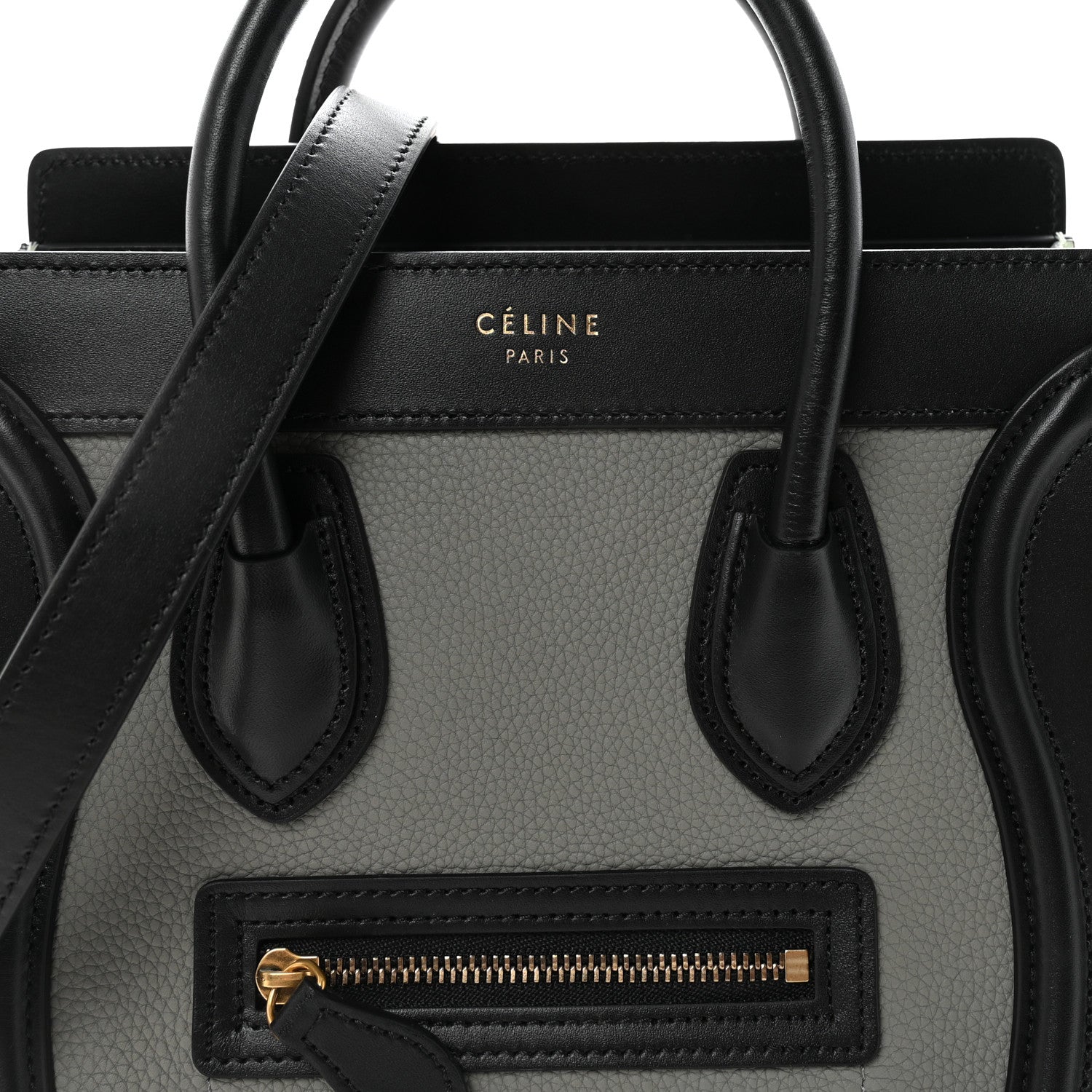 Celine Baby Grained Calfskin Nano Tri-Color Luggage Zinc Almond 7 of 9