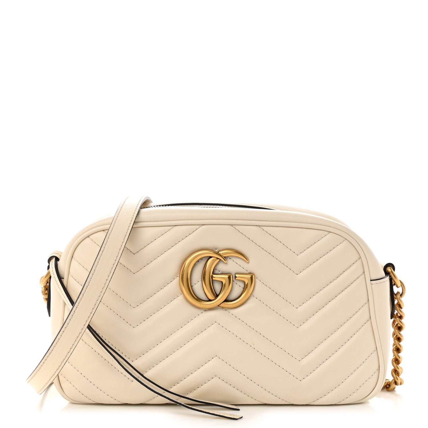 Gucci Calfskin Matelasse Small GG Marmont Chain Shoulder Bag White 1 of 10