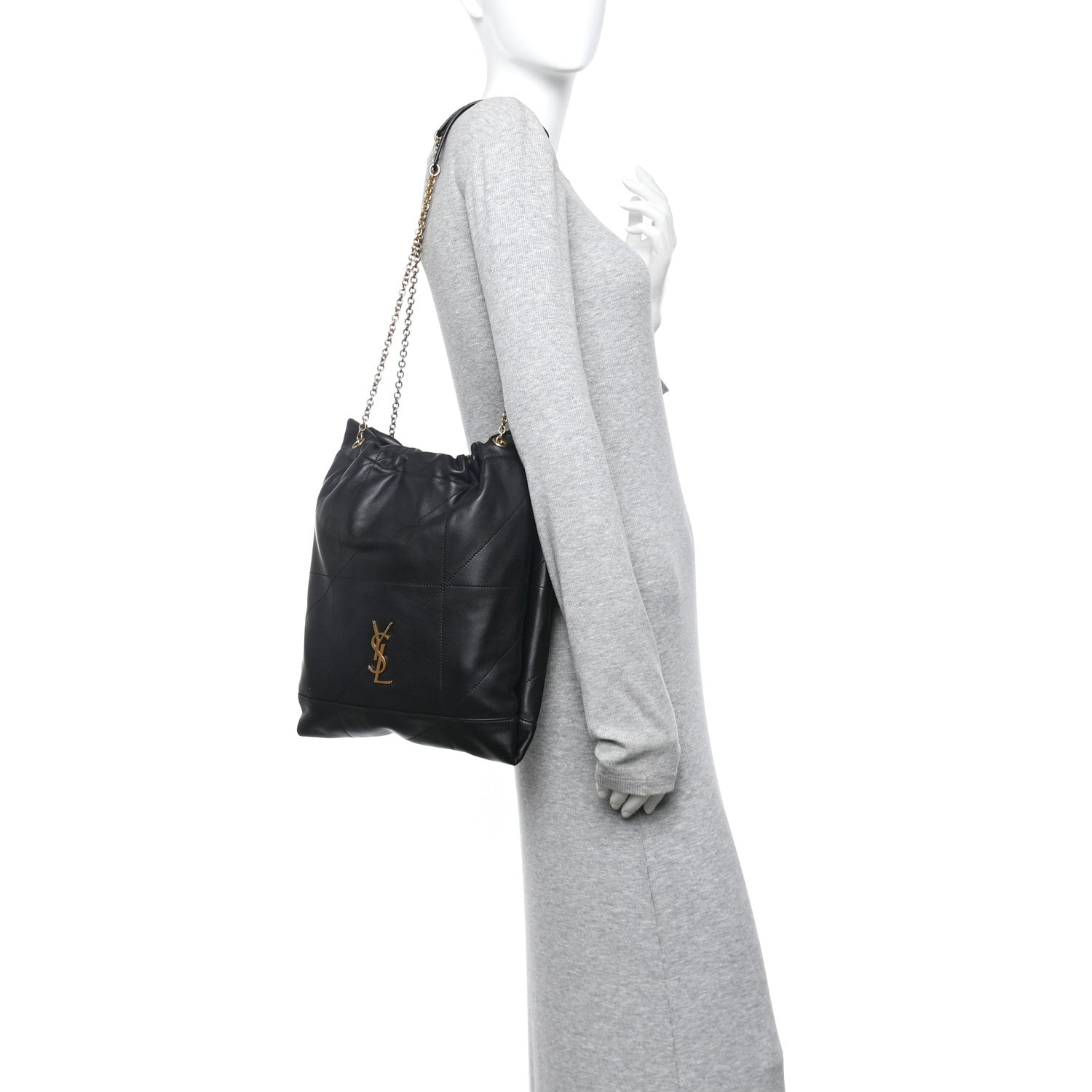 Saint Laurent Lambskin Matelasse Monogram Medium Jamie 4.3 Pochon Black Black 2 of 12