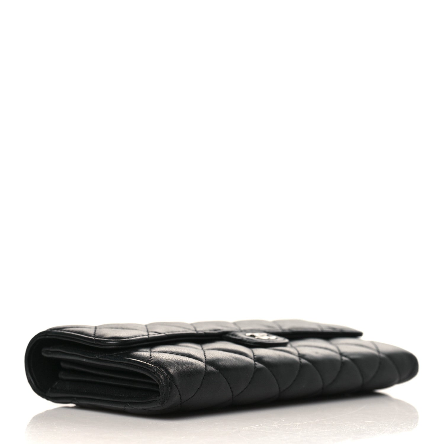 Chanel Lambskin Quilted Large Gusset Flap Wallet Black 4 of 9