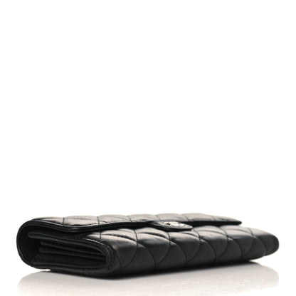 Chanel Lambskin Quilted Large Gusset Flap Wallet Black 4 of 9