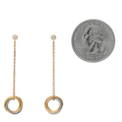 Cartier 18K Pink Yellow White Gold Diamond Small Trinity Drop Earrings 2 of 4