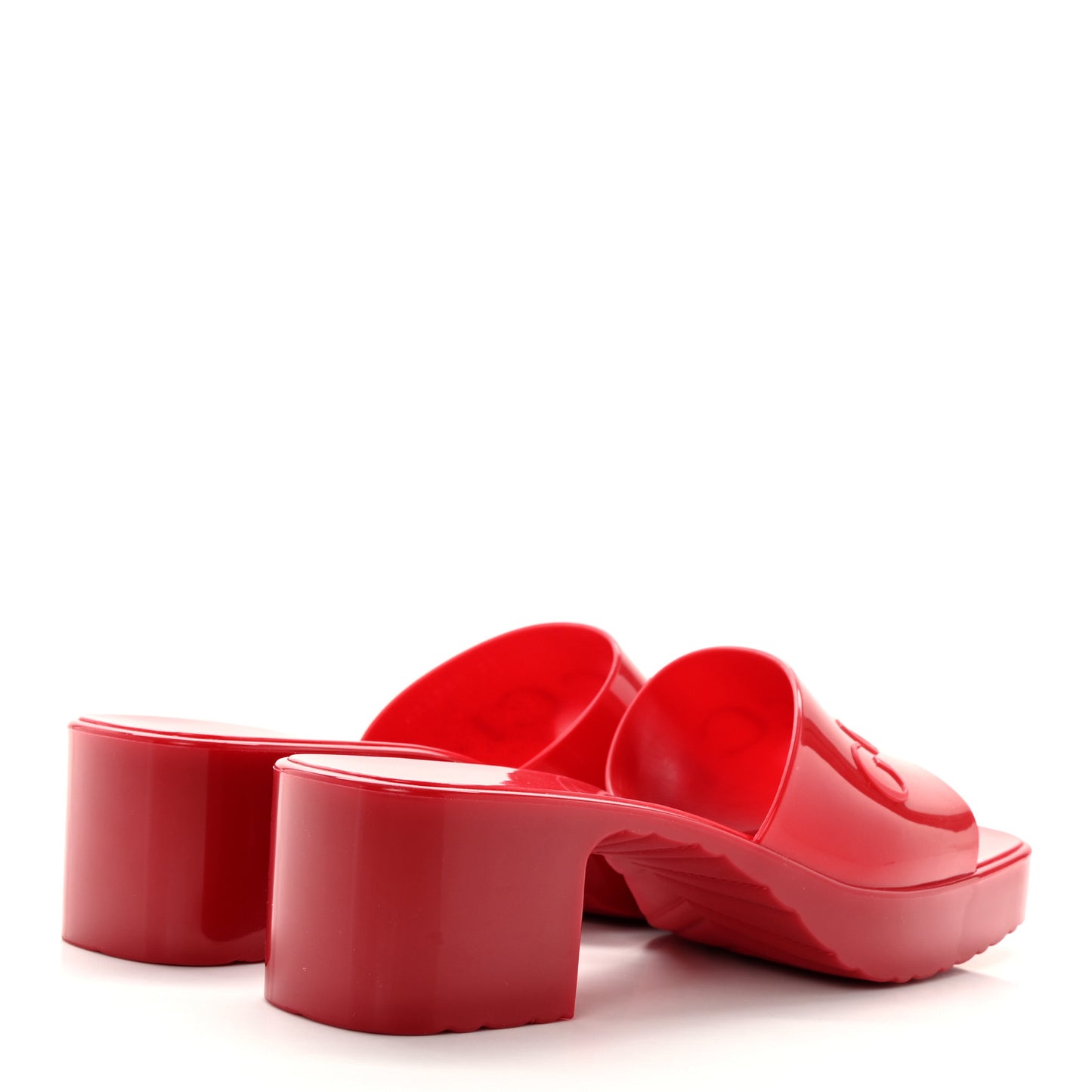Rubber Gucci Logo Womens Platform 20/60mm Slide Sandals 39 Hibiscus Red