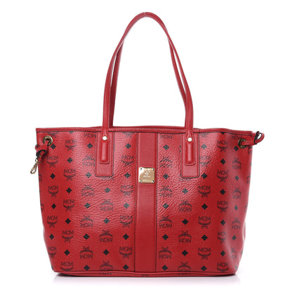 MCM Visetos Medium Liz Reversible Shopper Tote Ruby Red 1 of 12