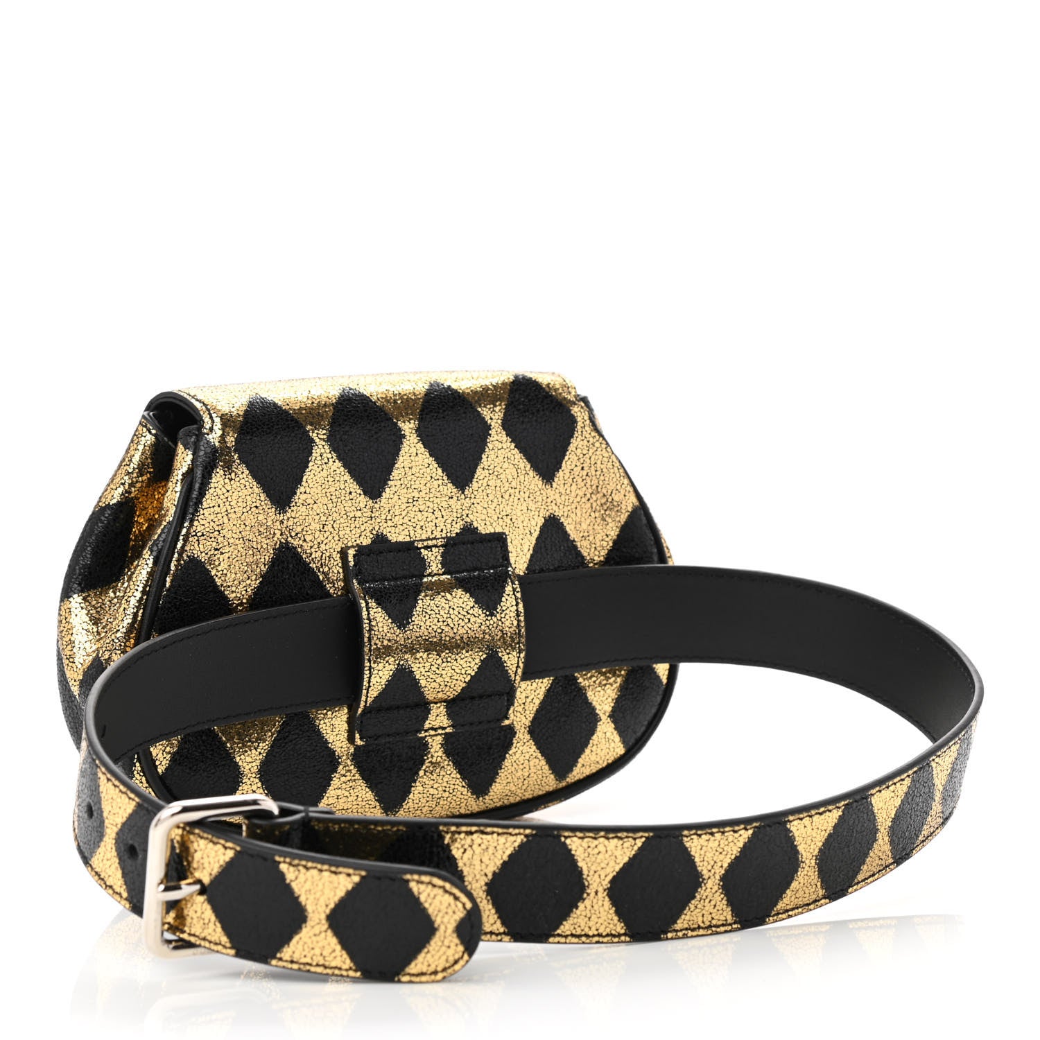 Gucci Metallic Cracked Calfskin Belt Bag Gold Black 3 of 9