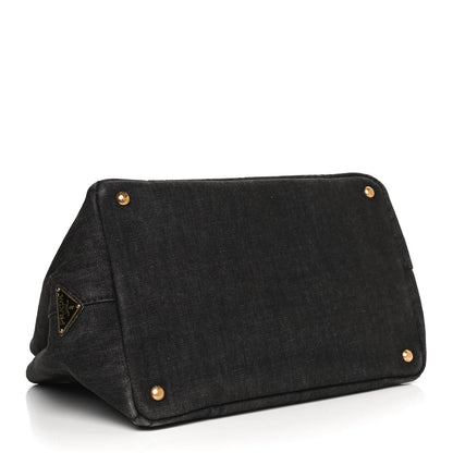 Prada Denim Logo Tote Black 4 of 10
