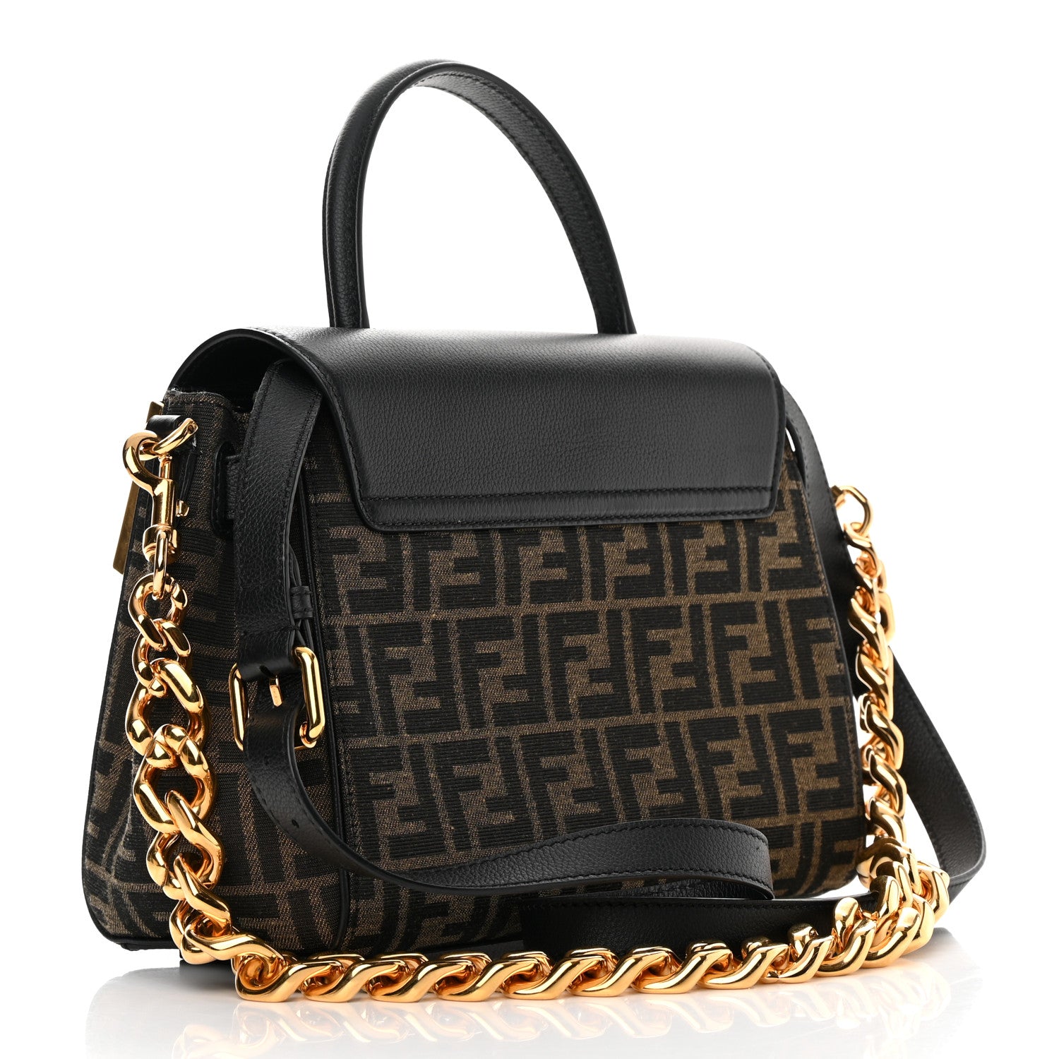 Versace X FENDI Grained Calfskin Fendace Medium La Medusa Top Handle Bag Black Brown 3 of 12