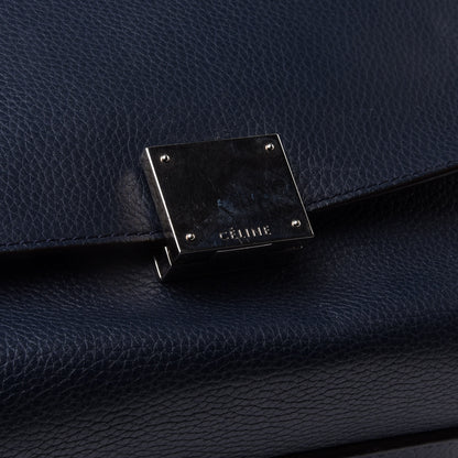 Celine Drummed Calfskin Suede Medium Trapeze Navy Blue 13 of 16