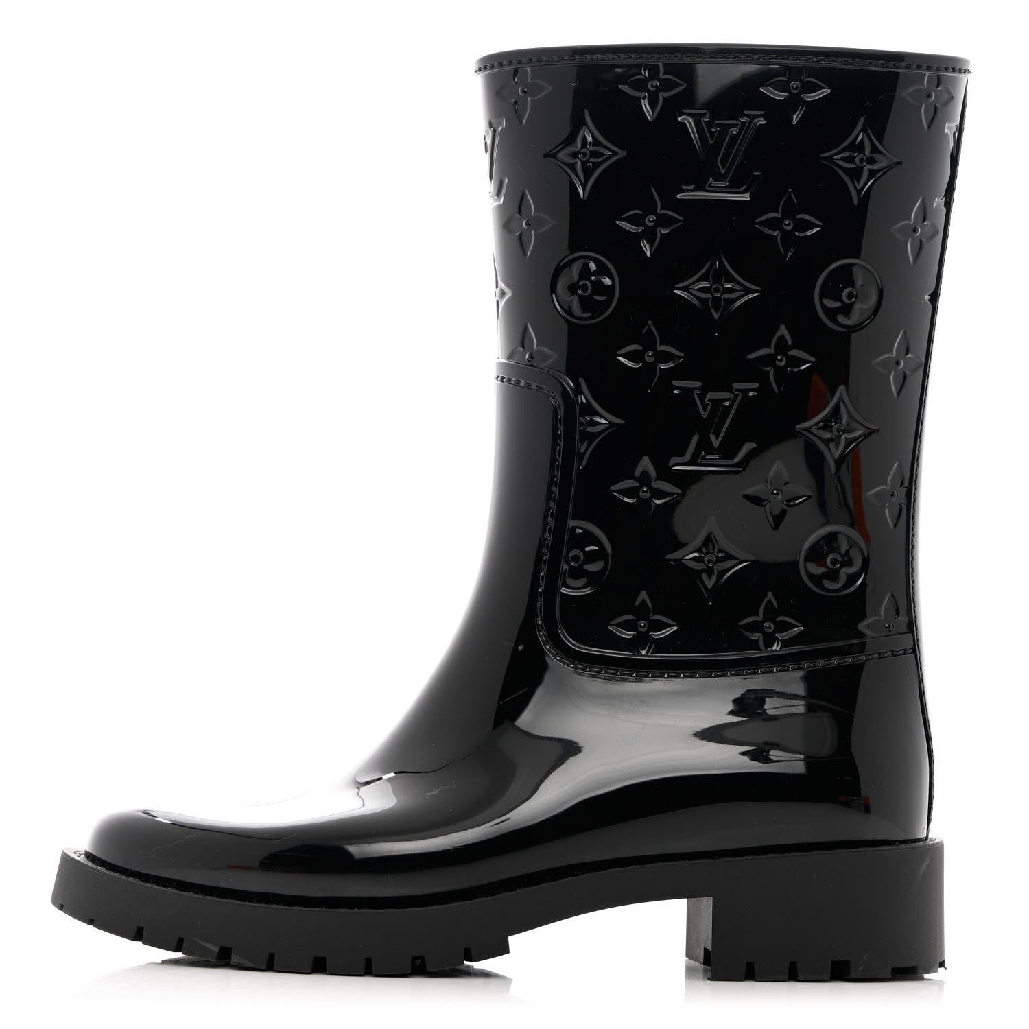Louis Vuitton Rubber Embossed Monogram Splash Rain Short Boots 37 Black 1 of 9