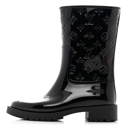 Louis Vuitton Rubber Embossed Monogram Splash Rain Short Boots 37 Black 1 of 9