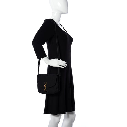 Saint Laurent Crocodile Embossed Monogram Nubuck Medium Kaia Satchel Black 2 of 12