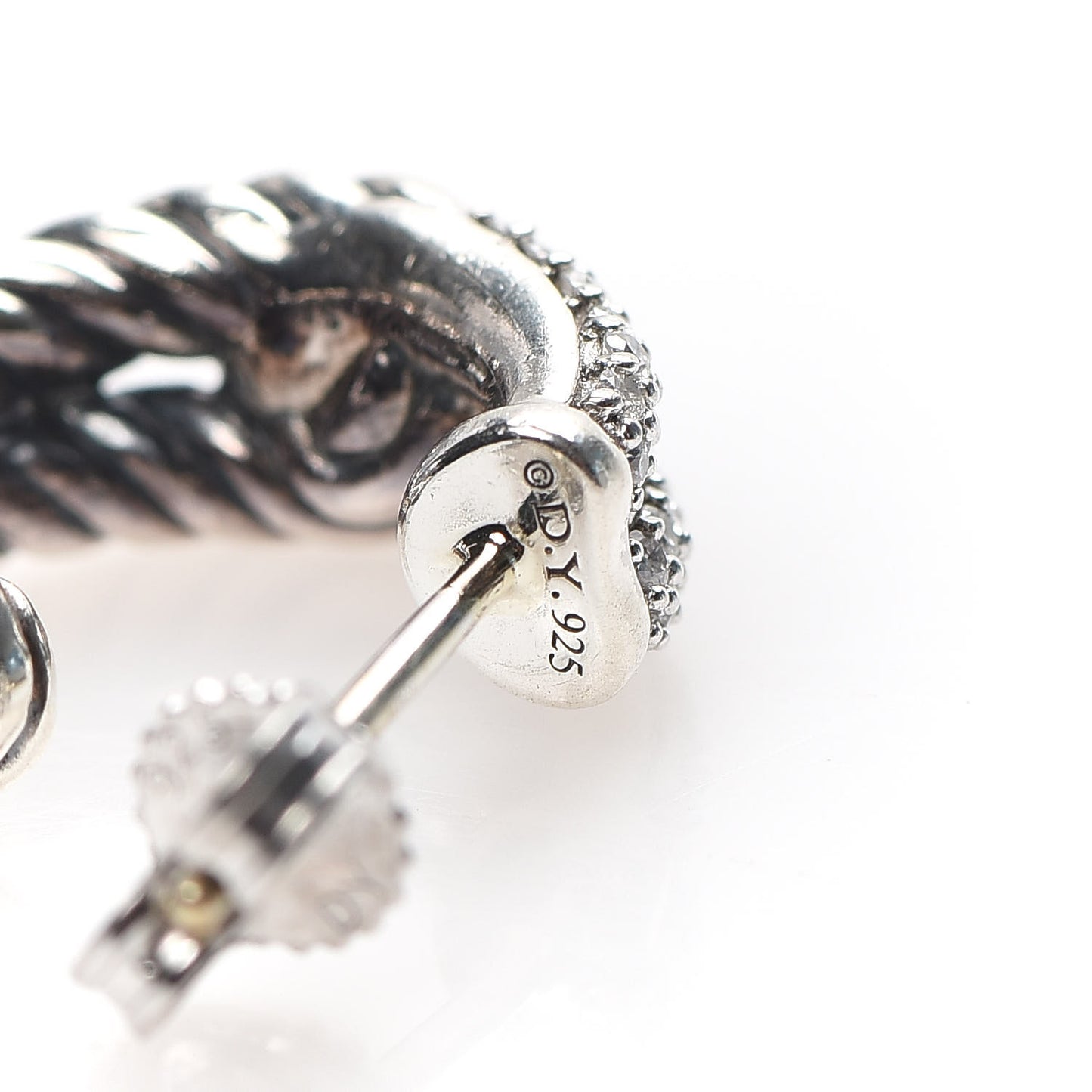 Sterling Silver Diamond Labyrinth Hoop Earrings