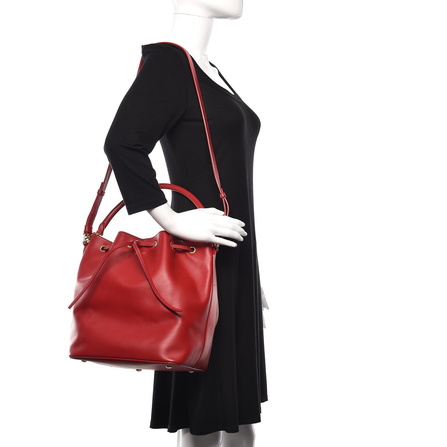 Saint Laurent Calfskin Large Emmanuelle Bucket Bag Lipstick Red 1 of 12