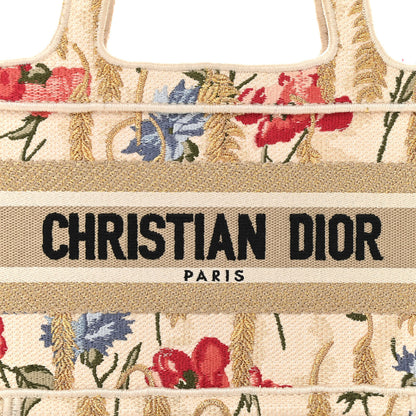 Christian Dior Canvas Embroidered Hibiscus Printed Mini Book Tote Beige Multicolor 8 of 14