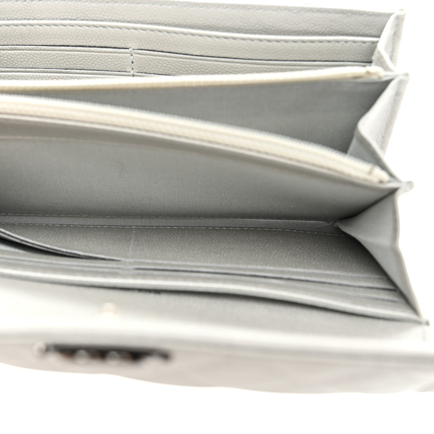 Chanel Metallic Caviar Quilted Large Boy Gusset Flap Wallet Silver 8 of 9