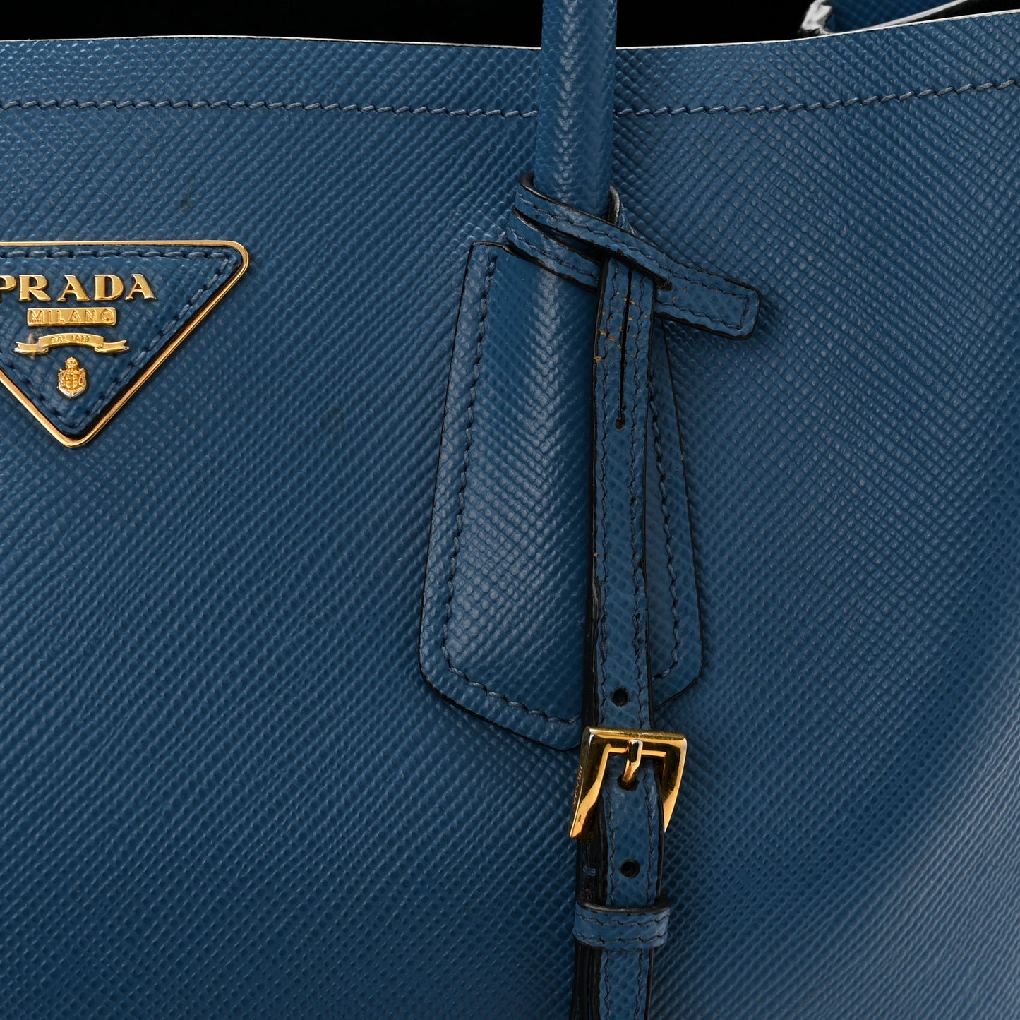Saffiano Cuir Medium Double Bag Cobalto