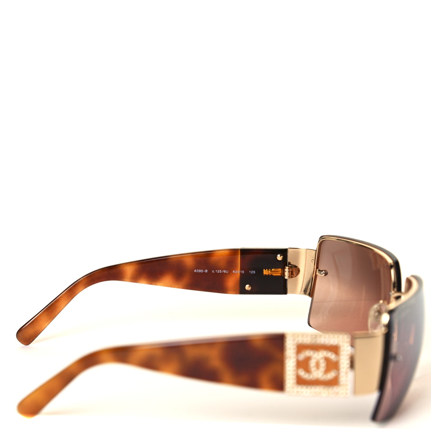 Chanel Tortoise Crystal CC Logo Sunglasses 4095-B 5 of 7