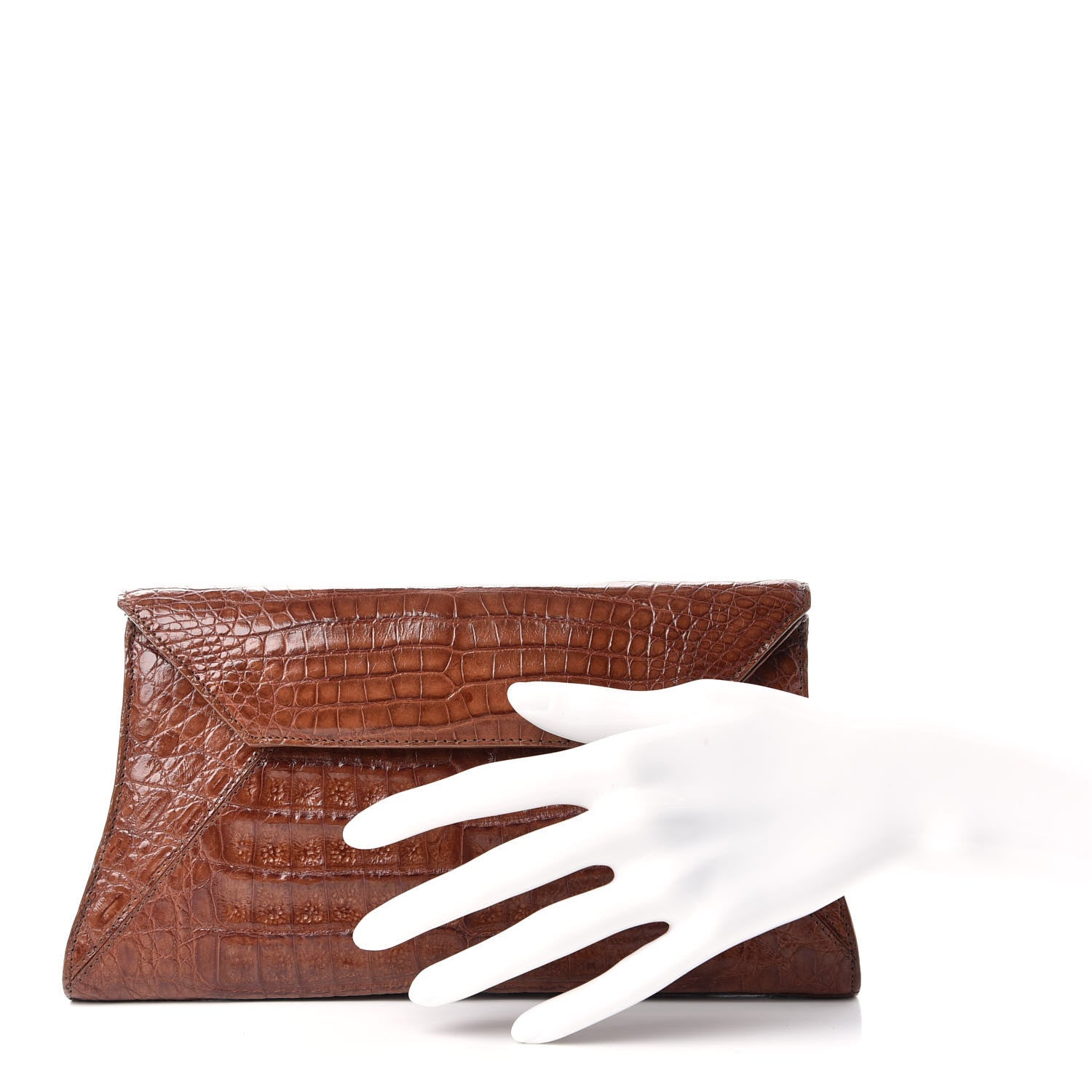 Nancy Gonzalez Crocodile Envelope Clutch Brown 2 of 8