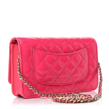 Chanel Patent Calfskin Quilted Wallet On Chain WOC Pink 3 of 11