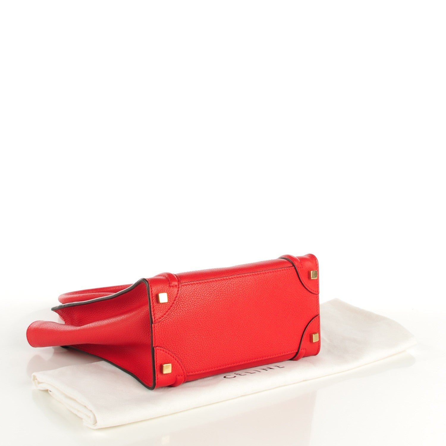 Celine Drummed Calfskin Micro Luggage Coquelicot 4 of 7